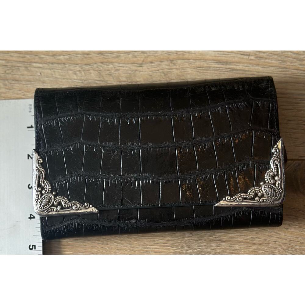 Brighton Black Crocodile embossed Wallet Clutch Vintage - Picture 3 of 13